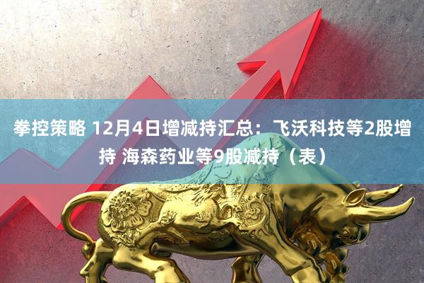 拳控策略 12月4日增减持汇总:飞沃科技等2股增持 海森药业等9股减持(表)